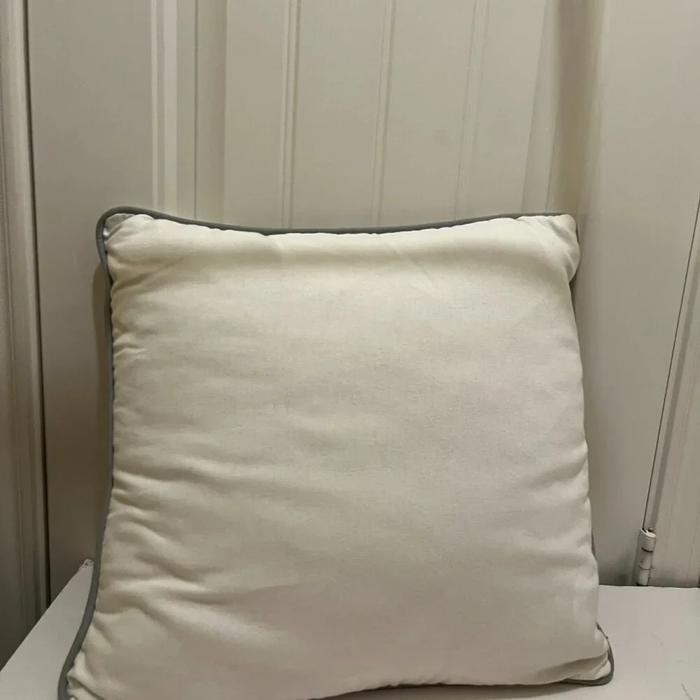 Harbor House Stella White Navy Paisley Embroidered Square Bed Throw Pillow 17X17